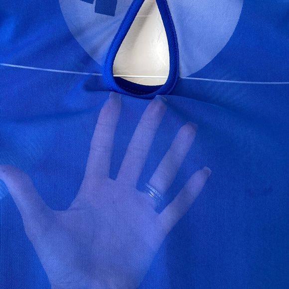 Blue Sheer Mesh Crop Top - Picture 6 of 6